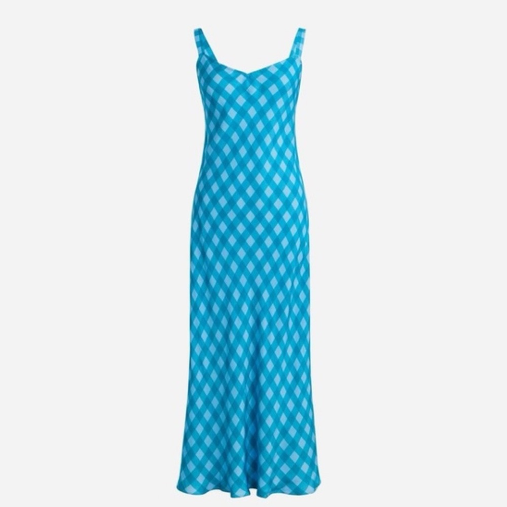 J.Crew Gwyneth Slip Dress - Blue Gingham Check